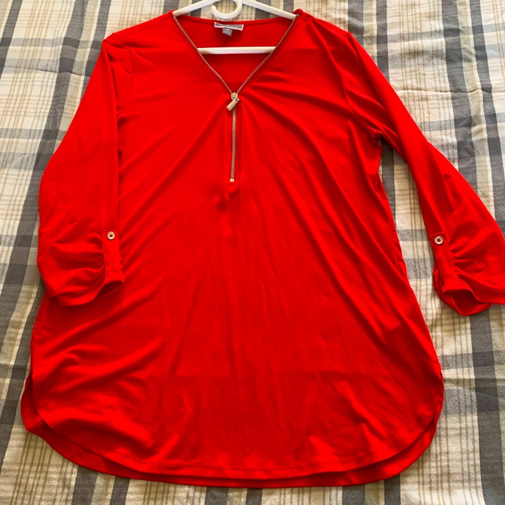 JM Red Zip Up Blouse